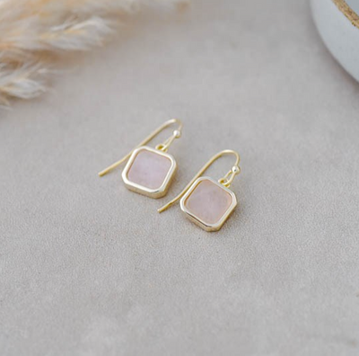 GLEE JEWELRY - QUARTZ FLORENCE EARRINGS | GOLD, ROSE