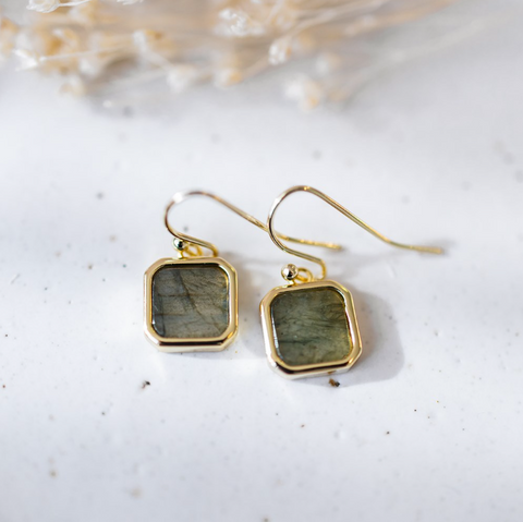 Labradorite Florence Earrings | Gold