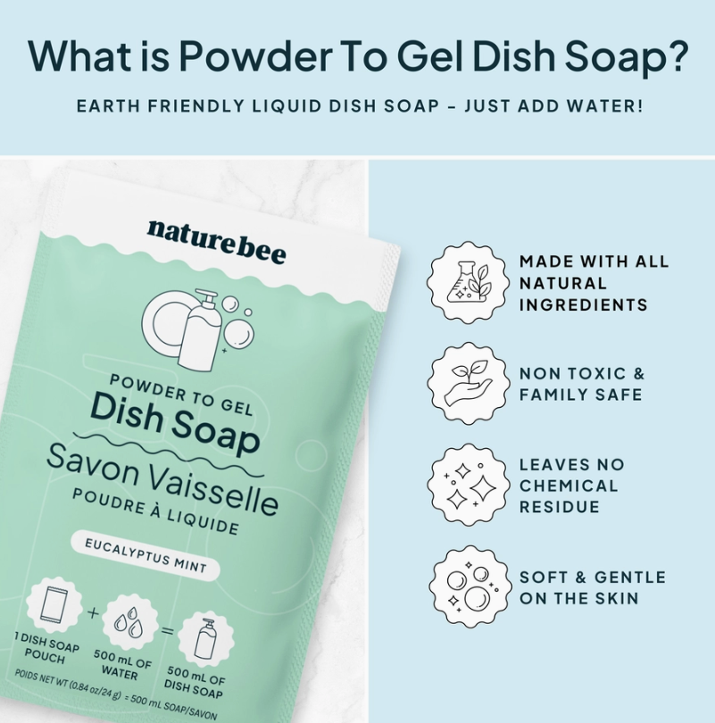 Nature Bee - Powder To Gel Dish Soap | Eucalyptus Mint