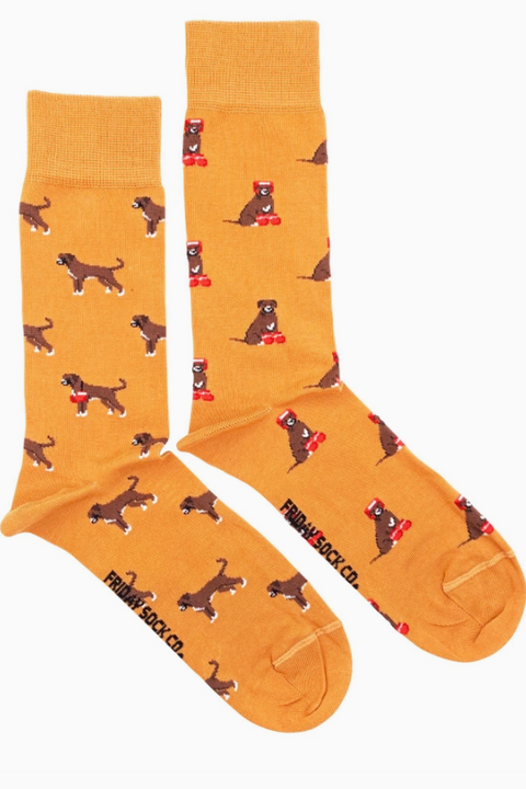 Mens Camp Mismatched Socks | Boxer Dog