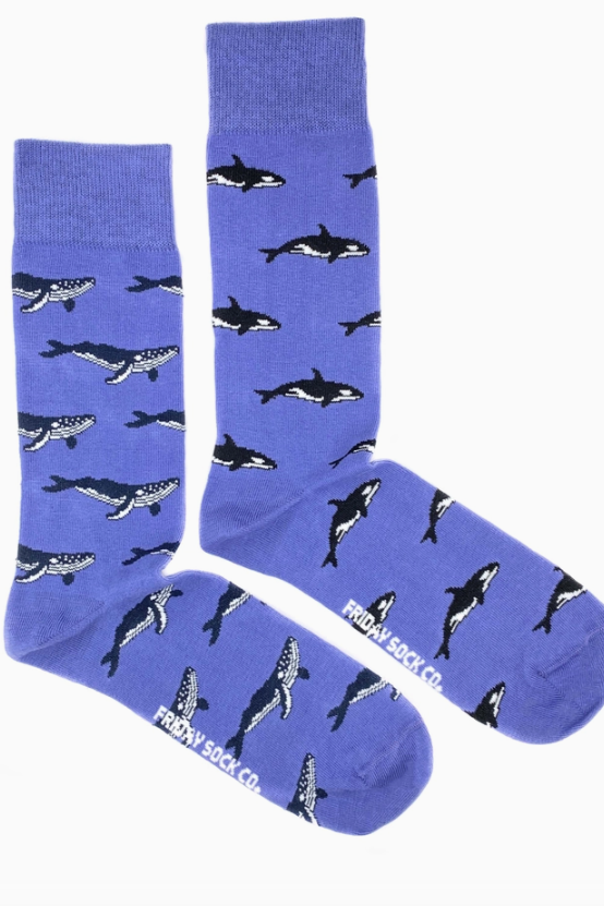 Friday Socks - Women's Mismatched Socks | Humpback Whale and Orca