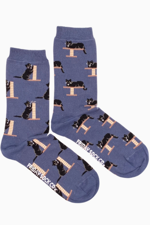 Women's Mismatched Socks | Cozy Black Cat