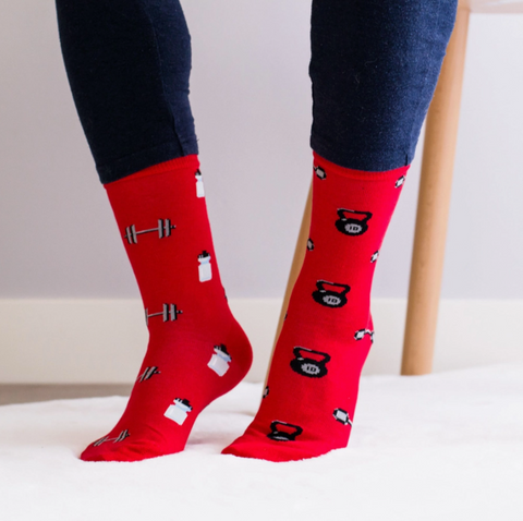 Women's Mismatched Socks | Water Bottle & Weights