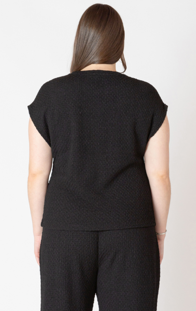 SS Drop Shoulder Textured Top | Black