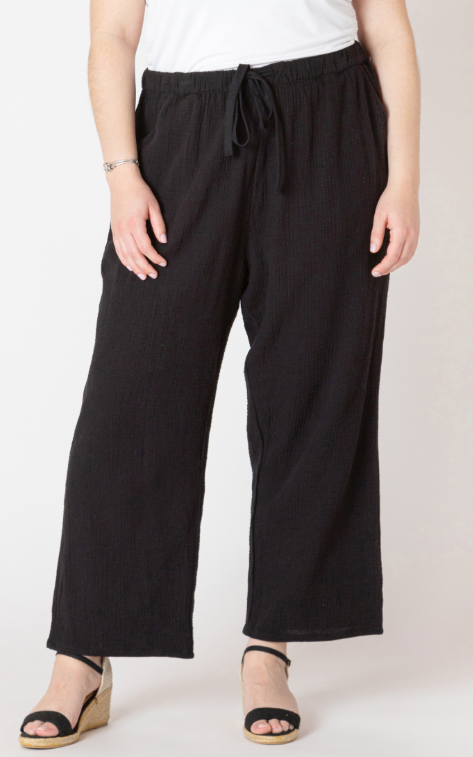 Pull On Textured Pant | Black