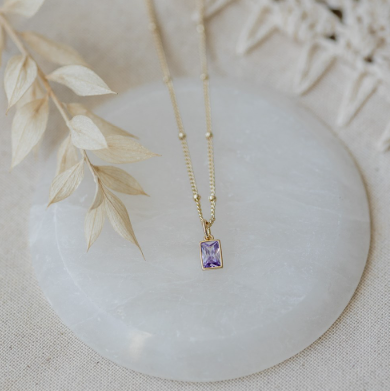 Glim Necklace In Gold | Sky Blue, Purple or Pink