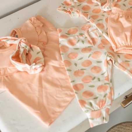 2 Piece Baby Set and Headband | Faded Peach and Pink