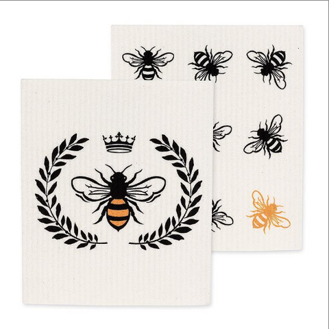 Bee In Crest | Swedish Dishcloth 2 Pack