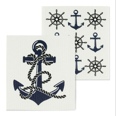 Anchor & Ship Wheel | Swedish Dishcloth 2 Pack