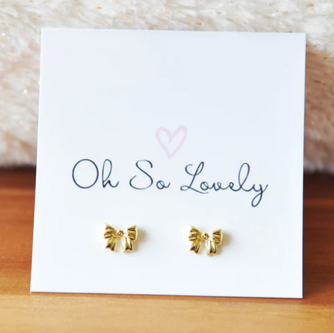Marjorie Bow Stud Earrings - Gold or Silver