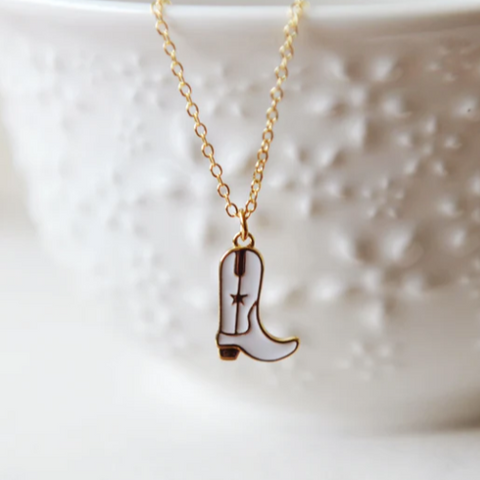 Kataleya Cowboy Boot Necklace - Gold