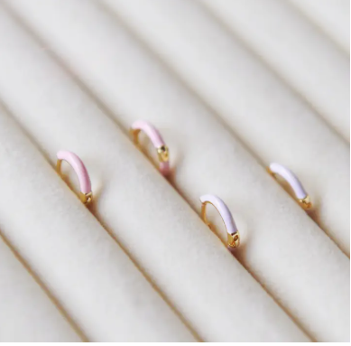 Sutton Enamel Huggie Hoops - Lilac or Pink