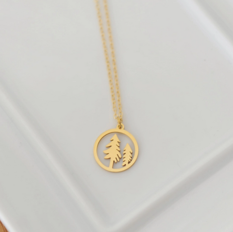 Hemlock Tree Necklace - Gold or Silver