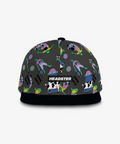 Colorful patterned cap with 'HEADSTER' branding on a white background