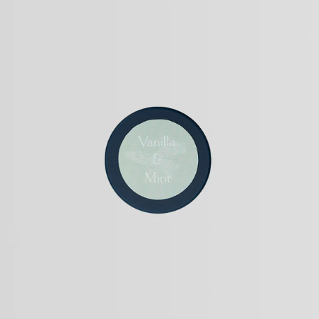 Circular logo with 'Varnilla & mint' text on a light gray background