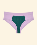 Purple and green women's underwear on a beige background