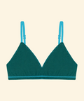 Green bralette on a beige background
