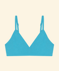 Blue bra on a beige background