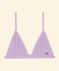 Lavender bralette with thin straps on a beige background