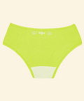 Green high-waisted bikini bottom on a beige background