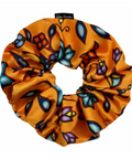 Colorful scrunchie with a pattern on a white background