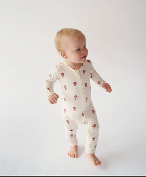 Ruffled Zipper Sleeper | Mushroom