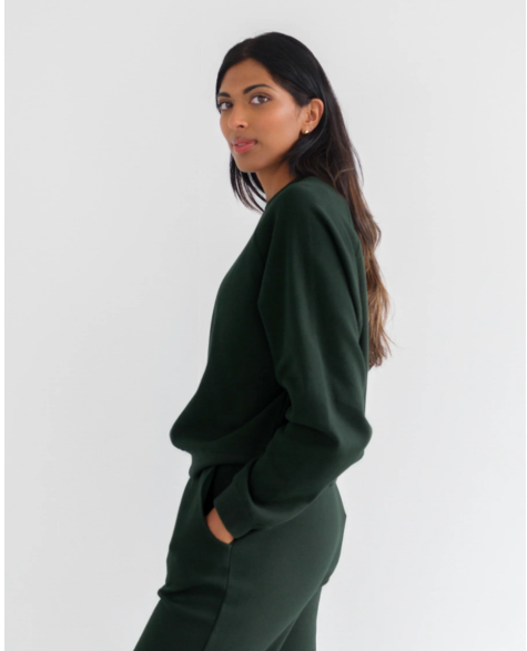 Waffle raglan LS Top | Forest Green