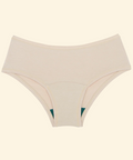 Beige high-waisted underwear on a light beige background