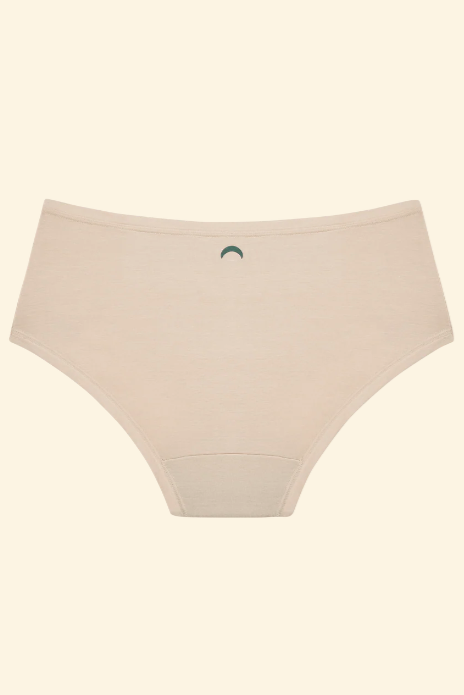 Beige high-waisted underwear on a beige background