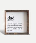 Framed definition of a 'dad' on a white background
