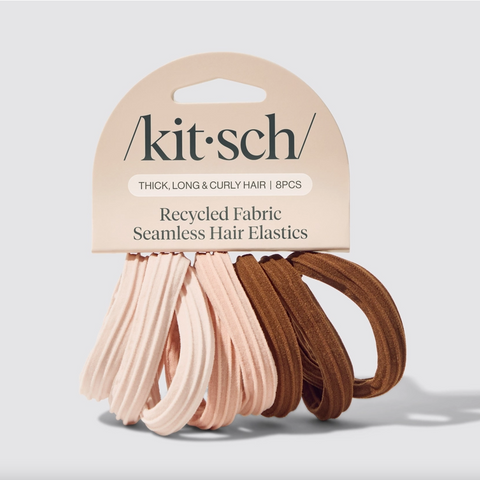 Recycled Seamless Hair Elastics 8pc | Rosewood