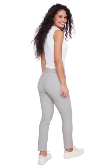 Chloe Textured Techno Straight-Leg Ankle Pant | Beige