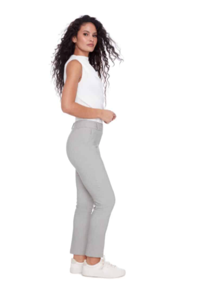 Chloe Textured Techno Straight-Leg Ankle Pant | Beige