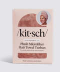 Kit-sch plush microfiber hair towel turban packaging on a white background