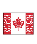 Canadian flag with red and white design on a white background