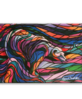 Colorful abstract design on a computer screen with macOS dock at the bottom.