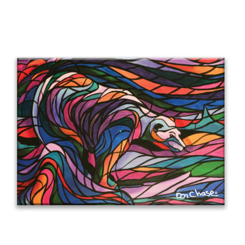 Colorful abstract design on a computer screen with macOS dock at the bottom.