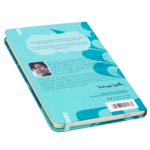 Blue notebook with text and a photo on a white background