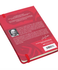Red book with a visible author's name on a white background