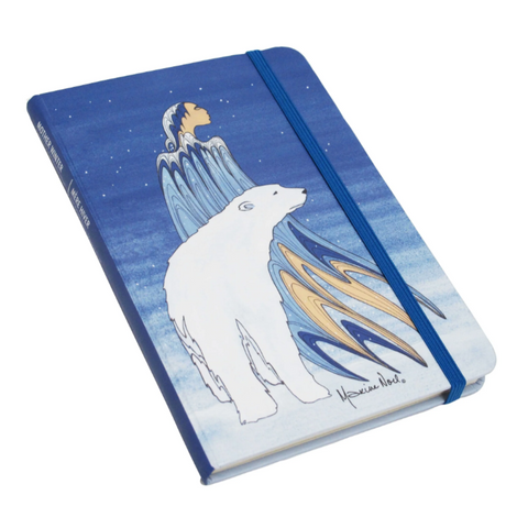 Notebook with a polar bear design on a blue background