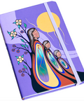 Notebook with artistic cover design on a white background