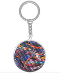 Colorful keychain with a circular design on a white background