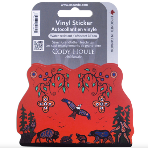 Vinyl sticker with nature design and packaging on a white background