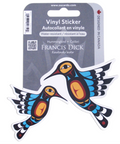 Vinyl sticker with bird design on a clear background