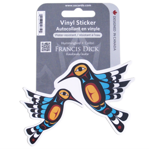 Vinyl sticker with bird design on a clear background