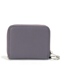 Gray wallet with keychain on a white background