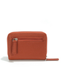 Red wallet on a white background with product details and Colab branding.