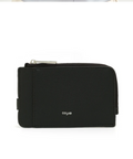 Black wallet with visible brand name on a white background