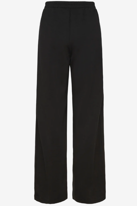 Black wide-leg pants on a white background
