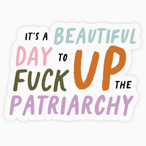 Sticker with colorful text on a computer screen